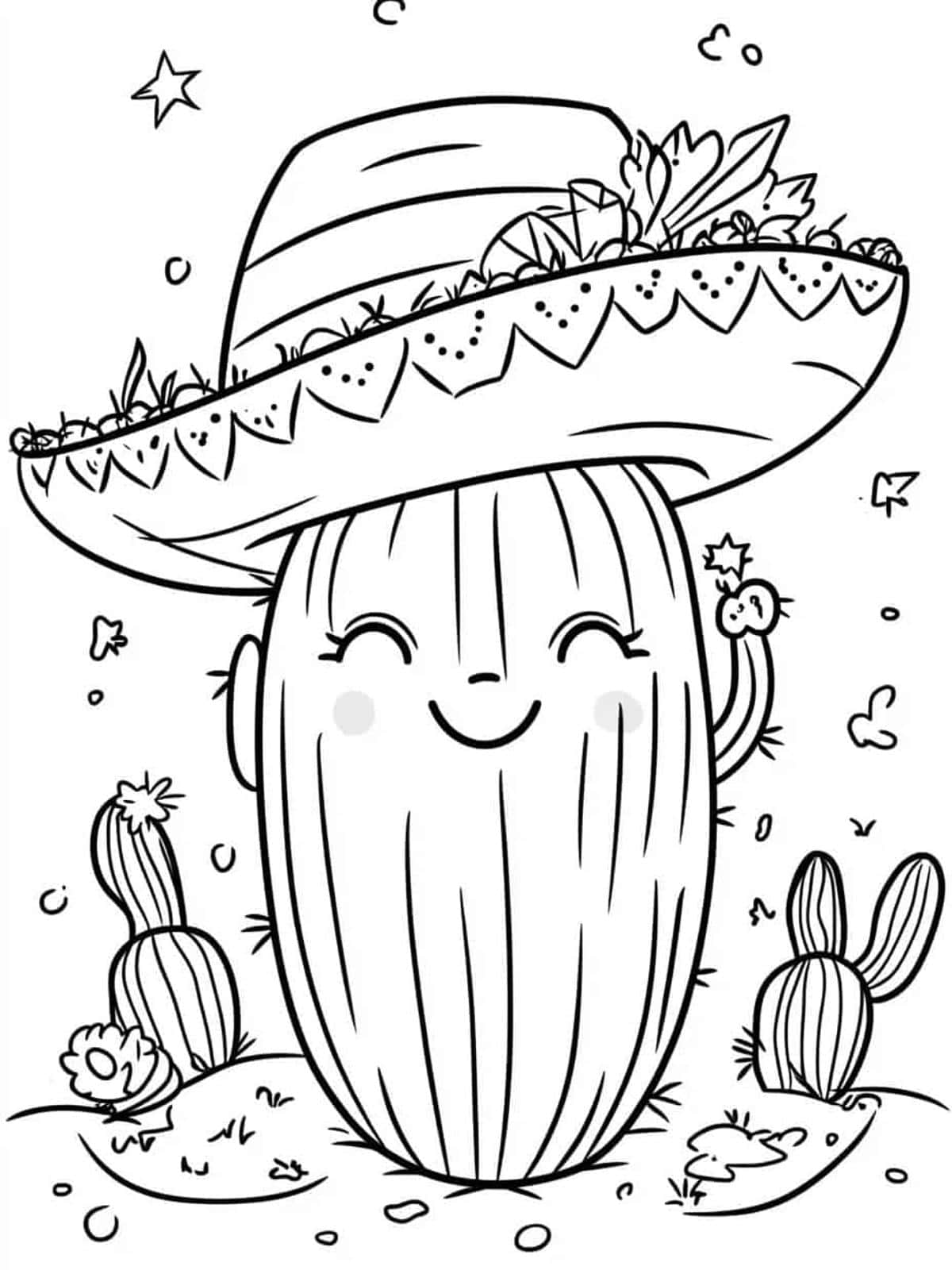 Cactus Sombrero Coloring Pages