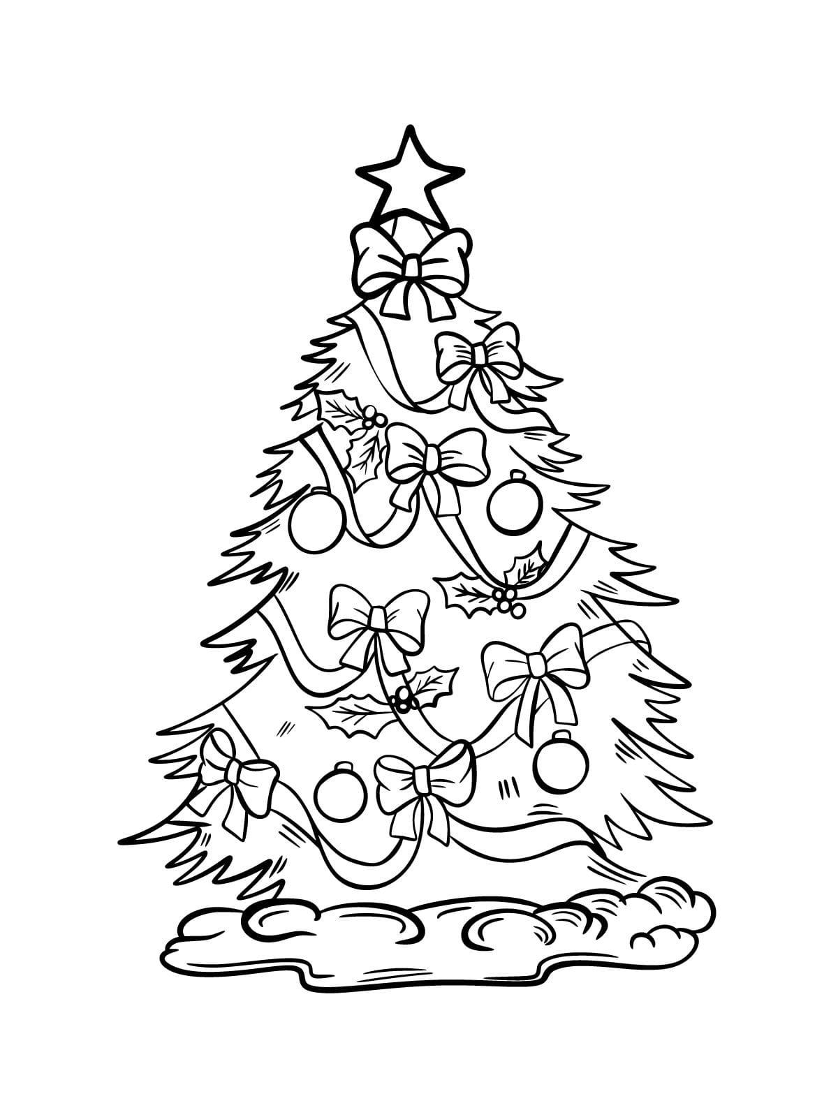 Cartoon Christmas Tree Coloring Page