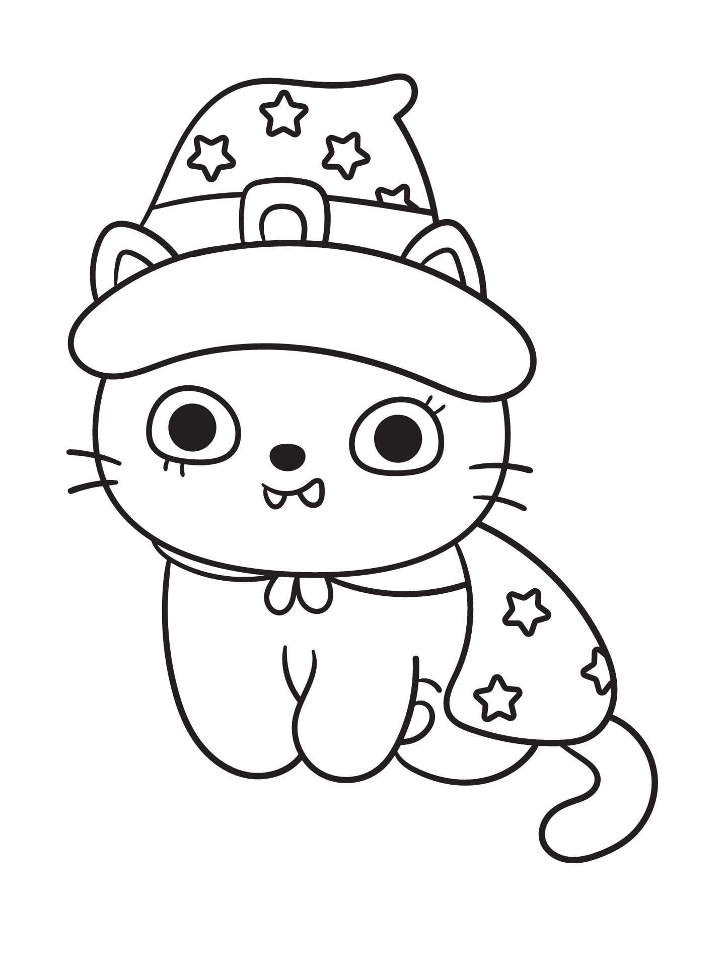 Cat As Ghost Halloween Coloring Page