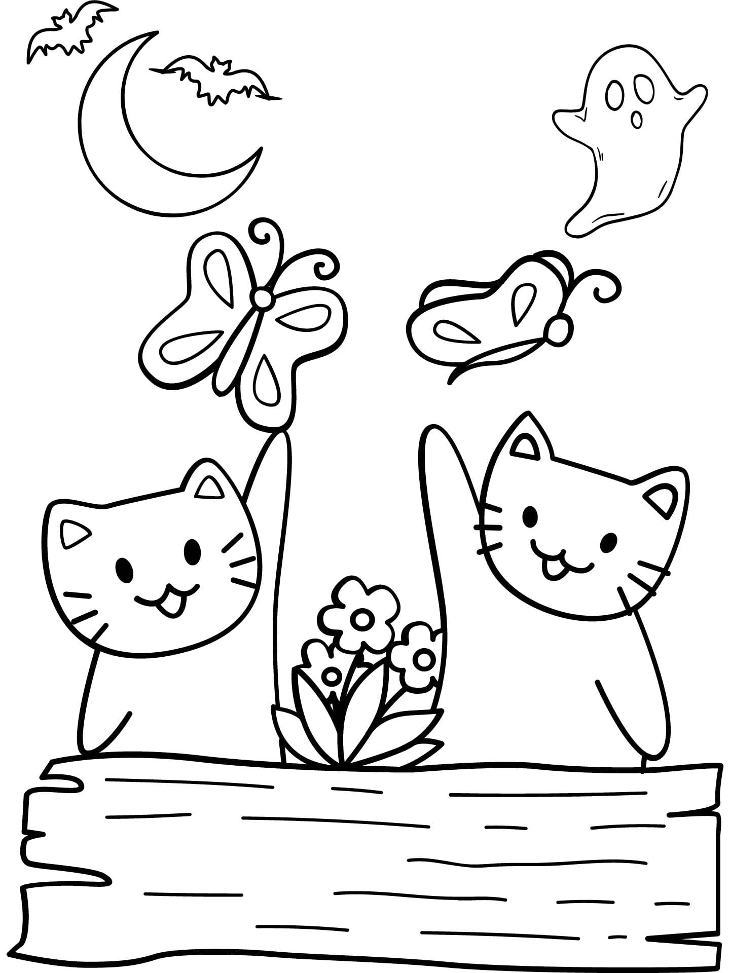 Cat Halloween Coloring Page For Preschoolers