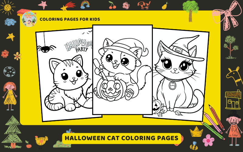 Cat Halloween Coloring Pages Featured Image Min