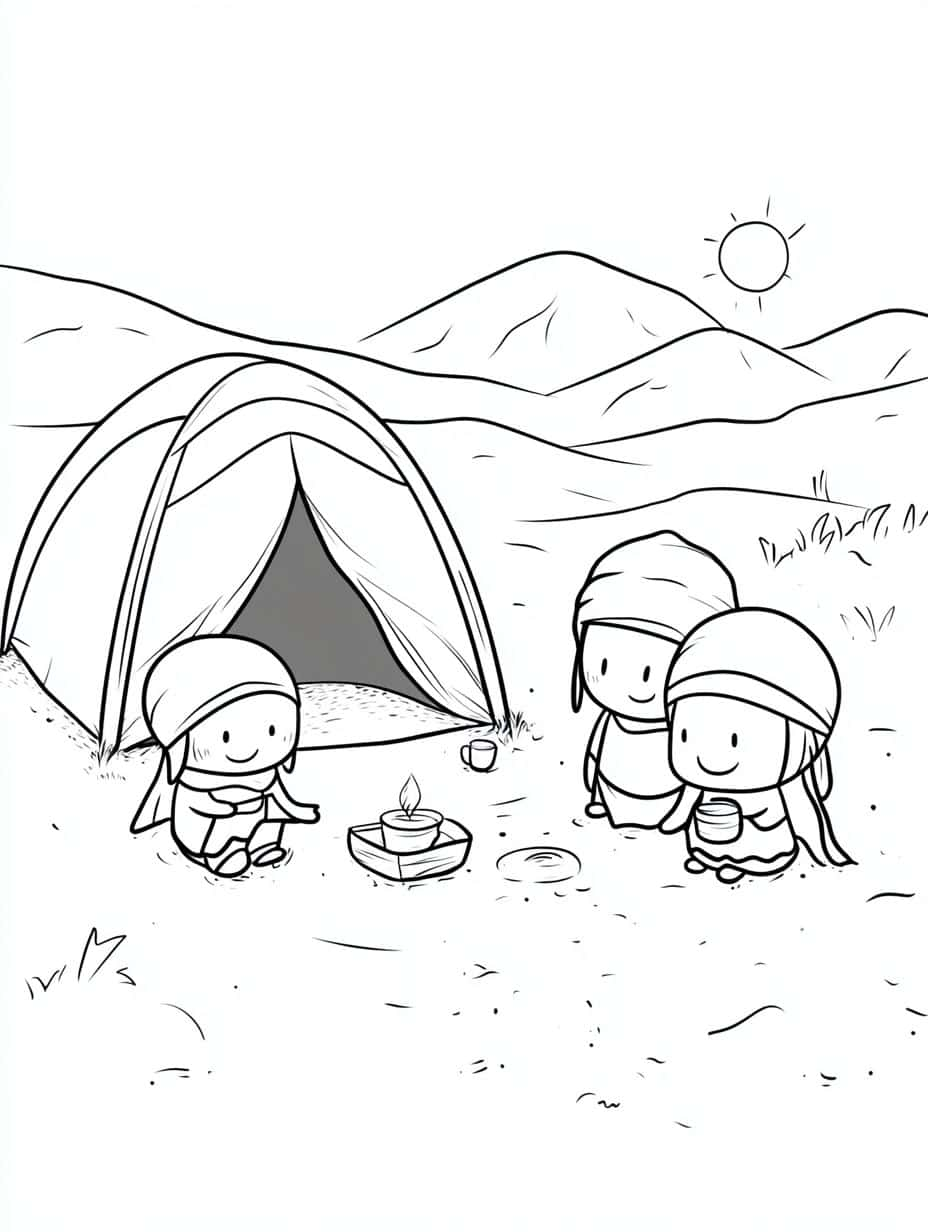 Chibi Nomads In The Desert Coloring Pages