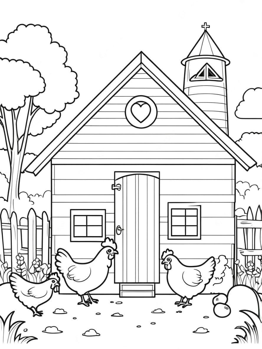 Chicken Next To The Chicken Coop Coloring Pages