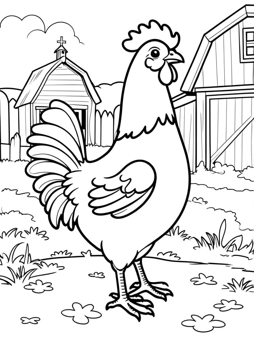 Chicken Standing In The Sun Coloring Pages