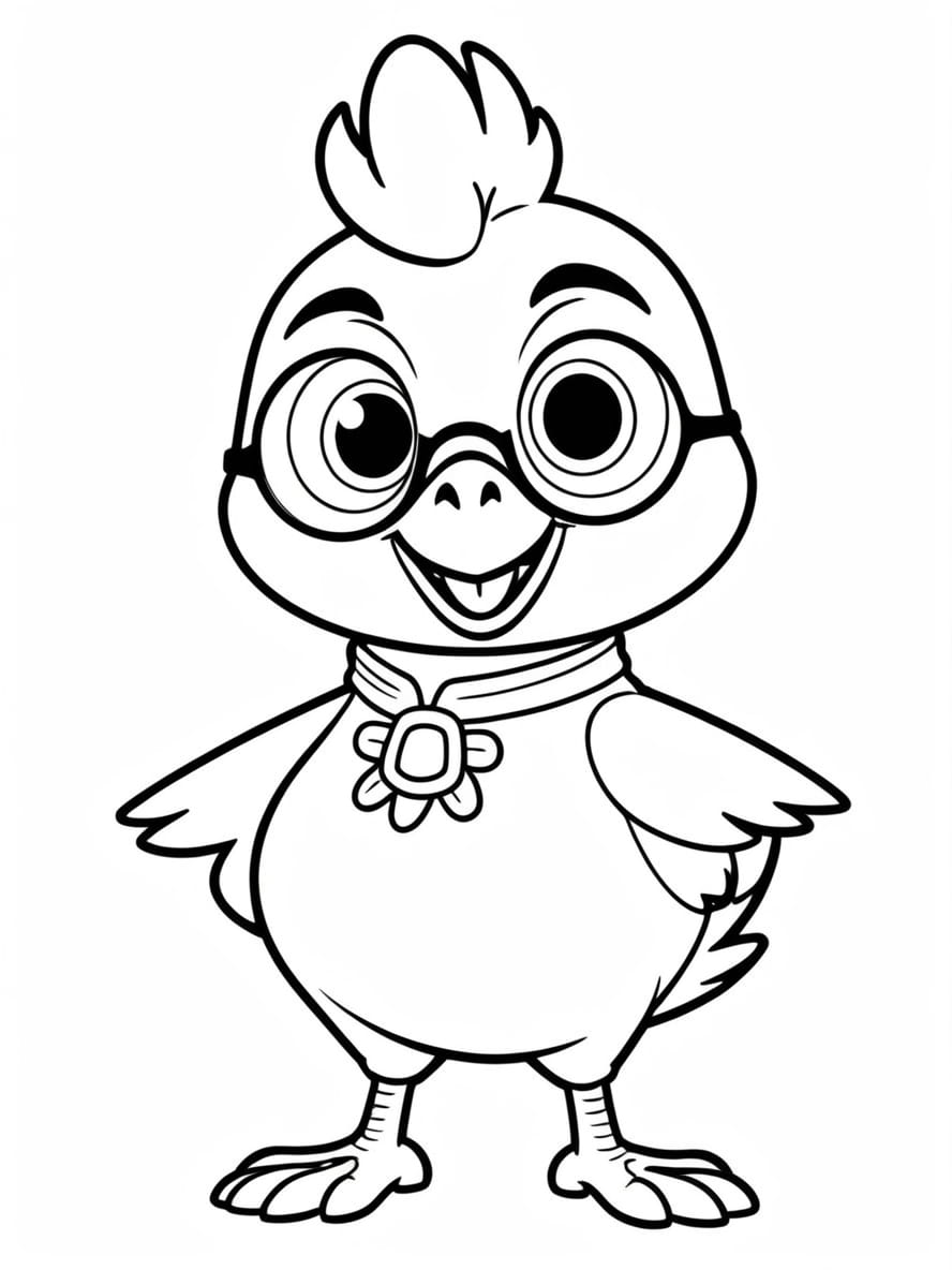 Chicken Wearing Big Glasses Coloring Pages