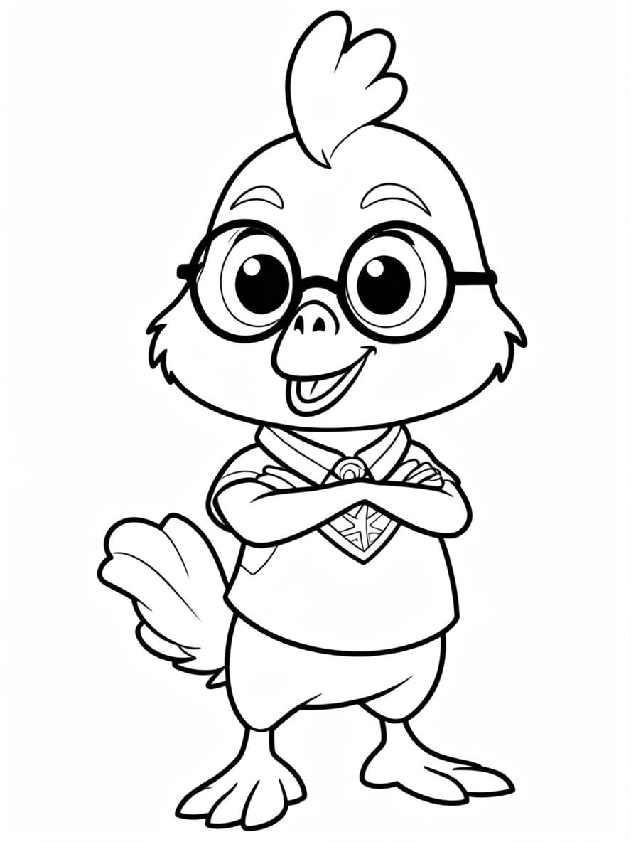 Chicken Wearing Colorful Glasses Coloring Pages