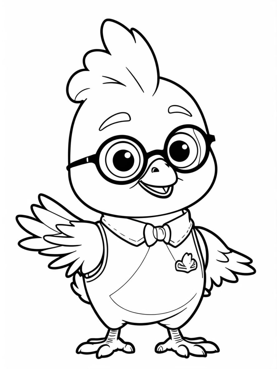 Chicken Wearing Funny Glasses Coloring Pages