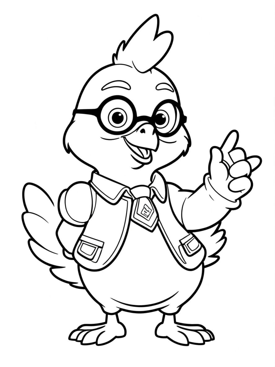 Chicken Wearing Round Glasses Coloring Pages