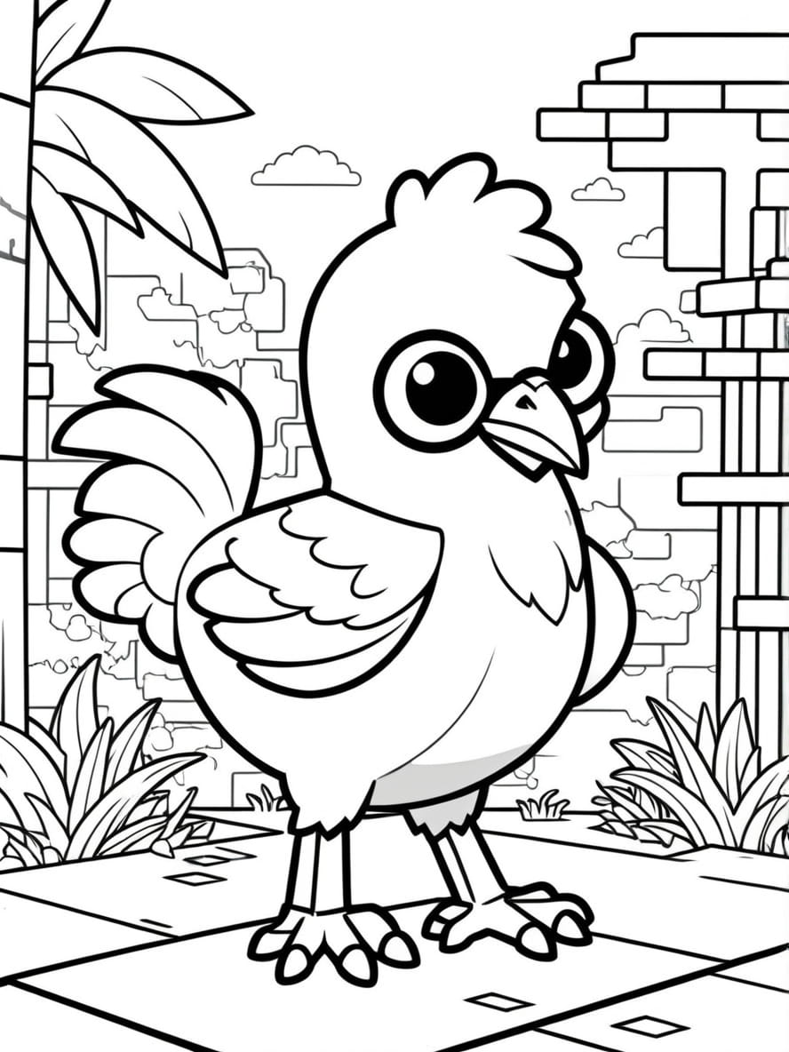 Chicken With Big Eye Coloring Pages