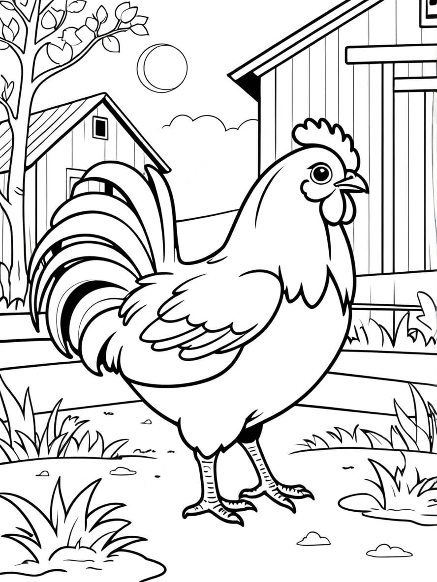 Chicken With Fluffy Wings Coloring Pages