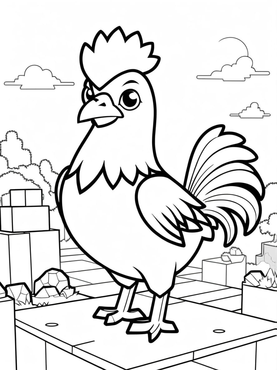 Chicken With Large Comb Coloring Pages