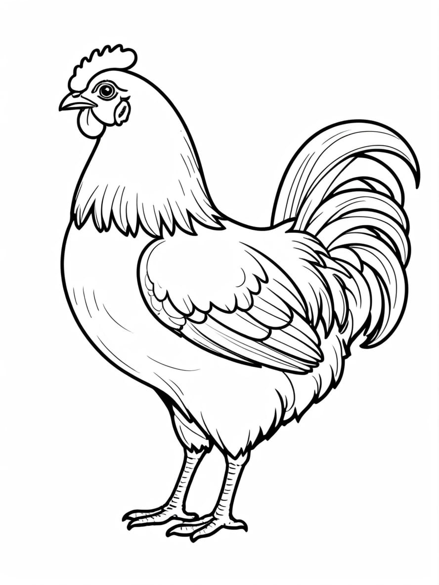 Chicken With Long Tail Coloring Pages