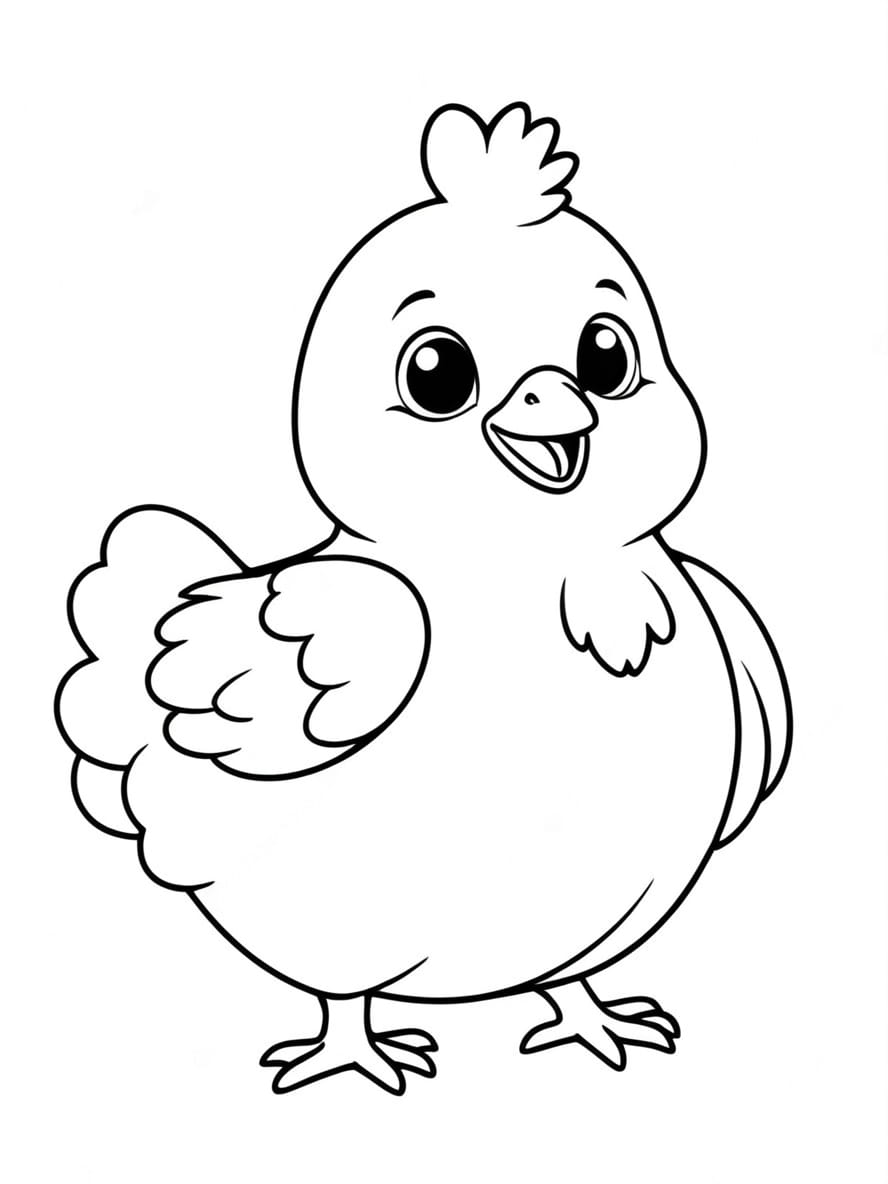 Chicken With Round Eyes Coloring Pages