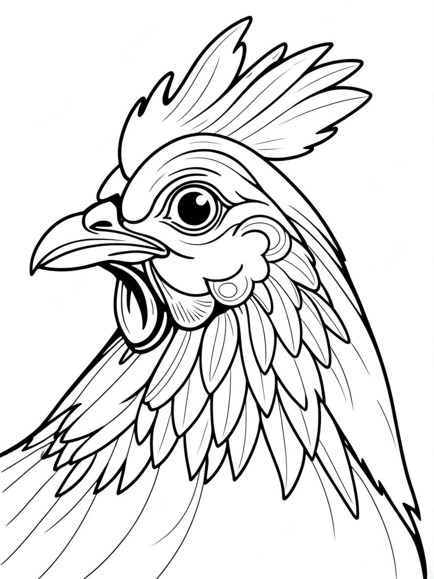 Chicken With Sharp Beak Head Coloring Pages