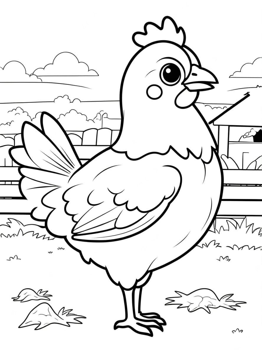 Chicken With Short Beak Coloring Pages