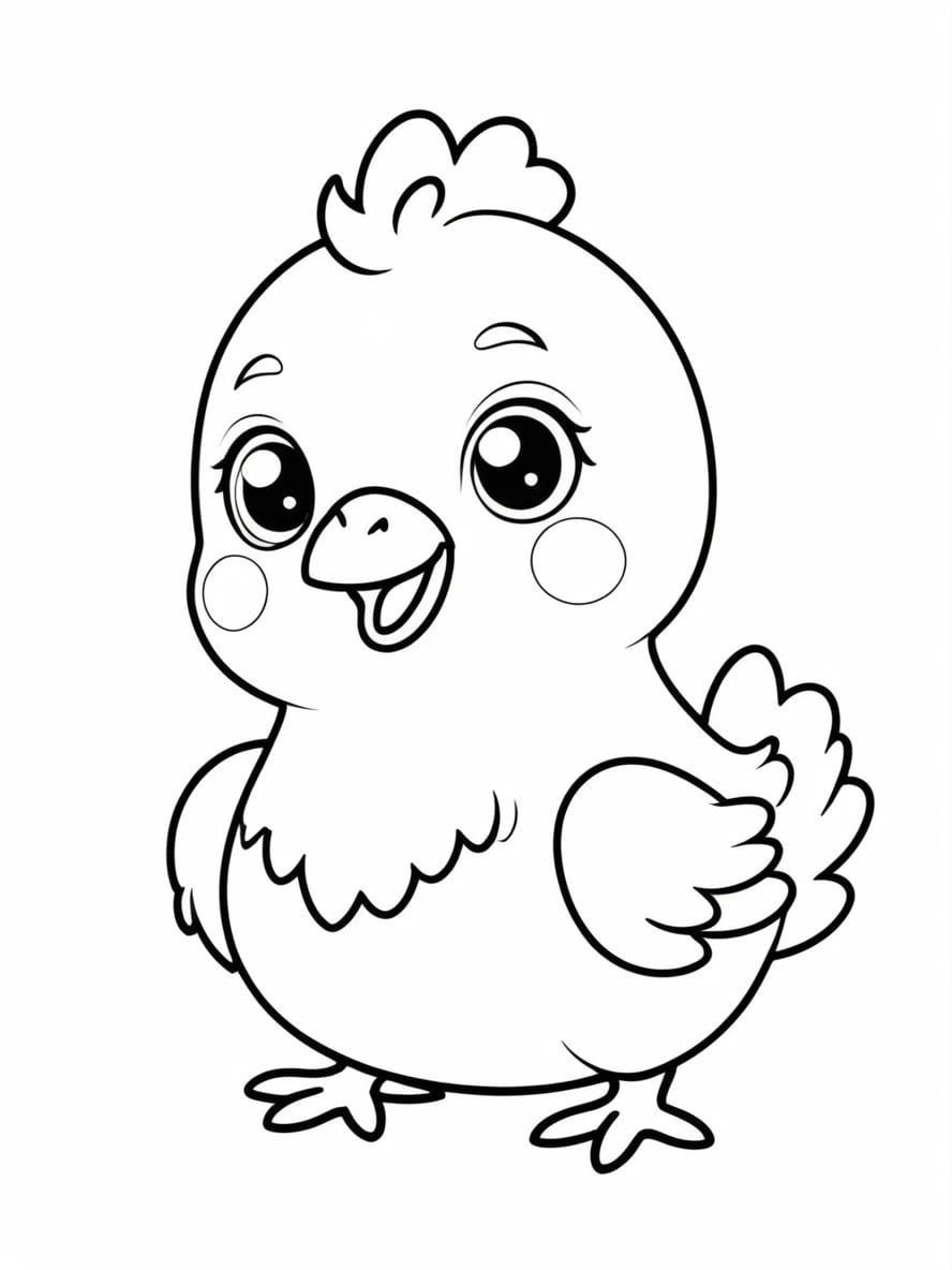 Chicken With Yellow Feathers Coloring Pages