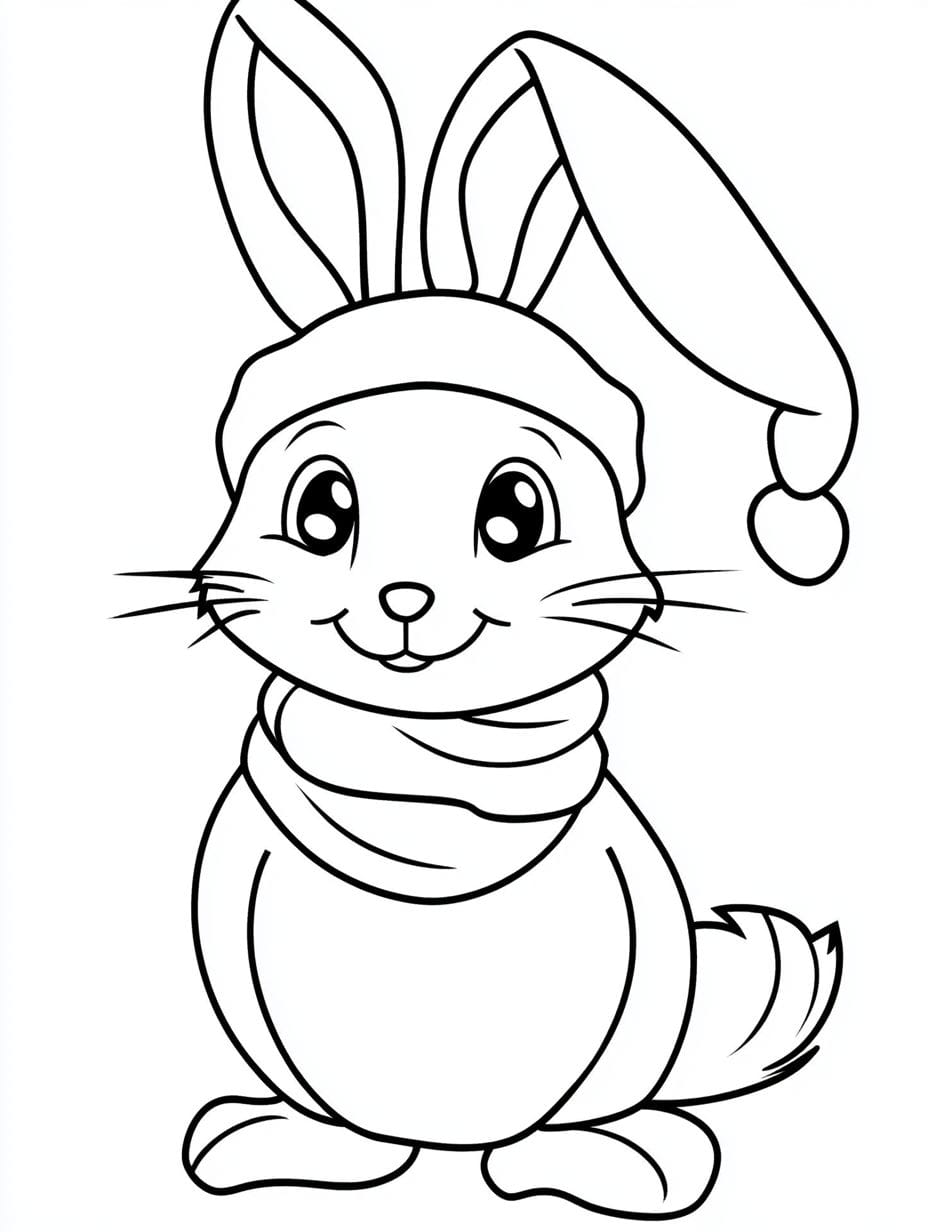 Christmas Coloring Pages For Kids Simple Bunny