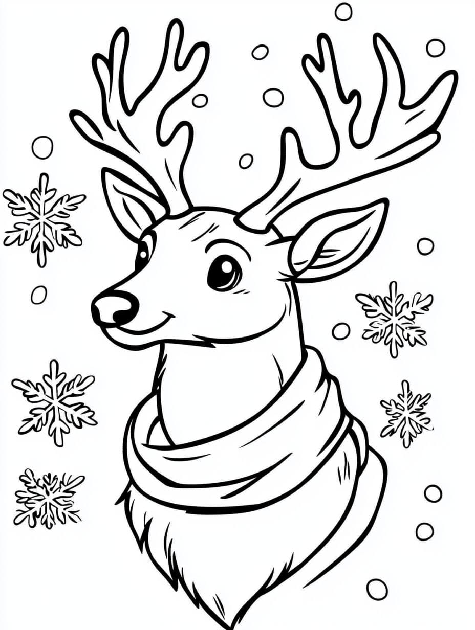 Christmas Deer Coloring Pages For Kids