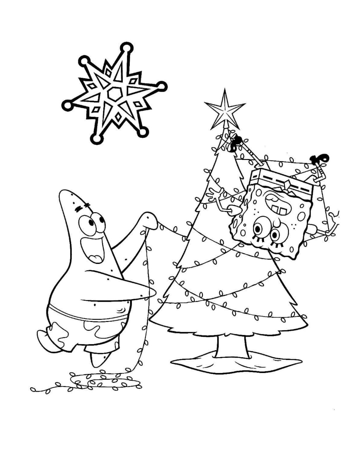 Christmas From Spongebob Coloring Page For Kids