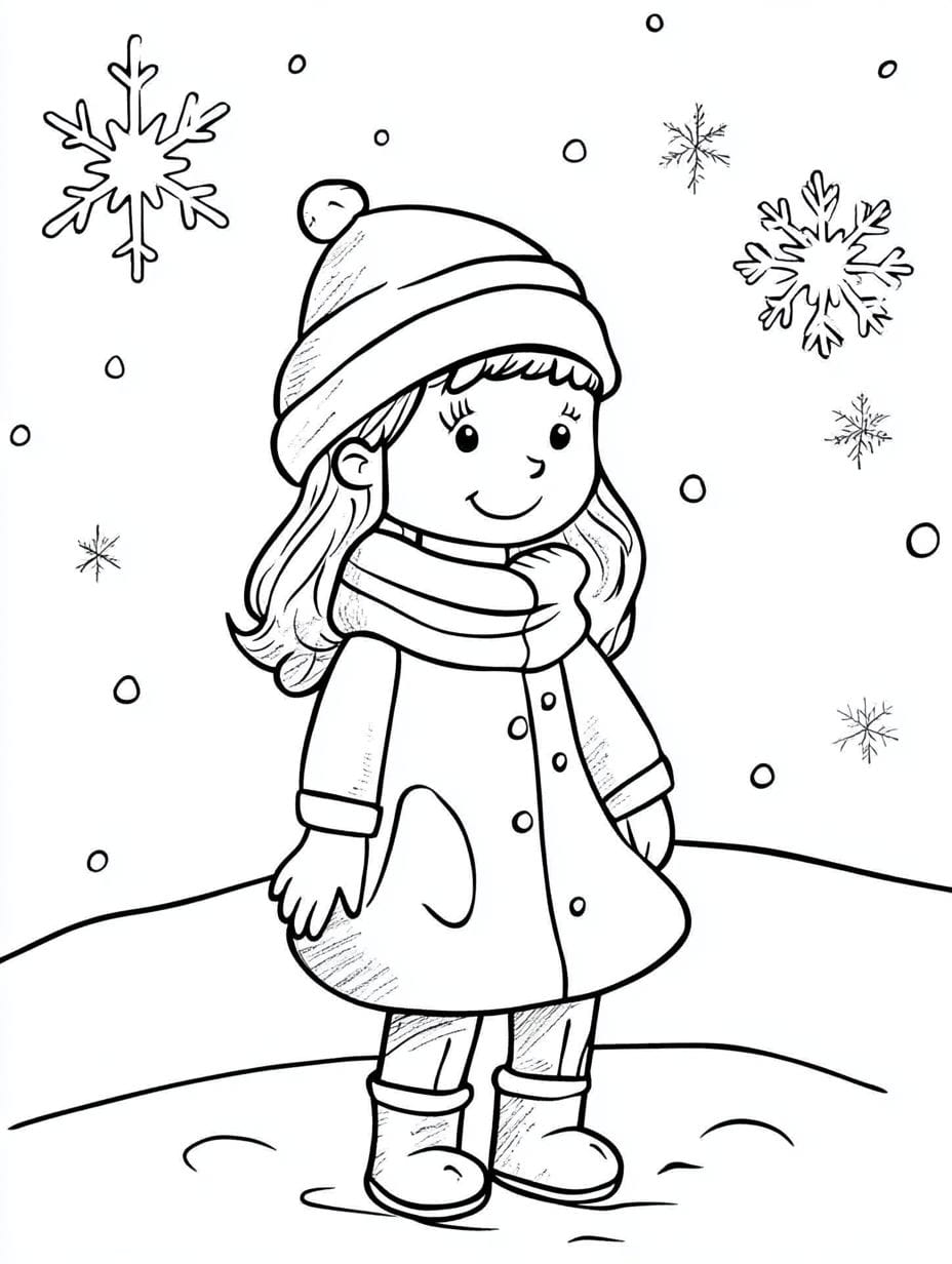 Christmas Girl Coloring Pages For Preschoolers