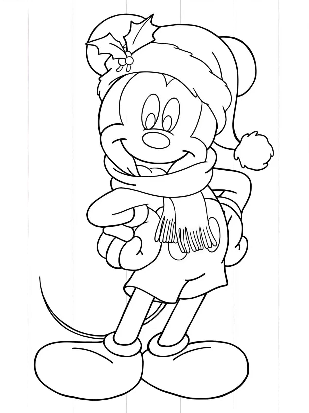 Christmas Mickey Mouse Coloring Pages For Kids