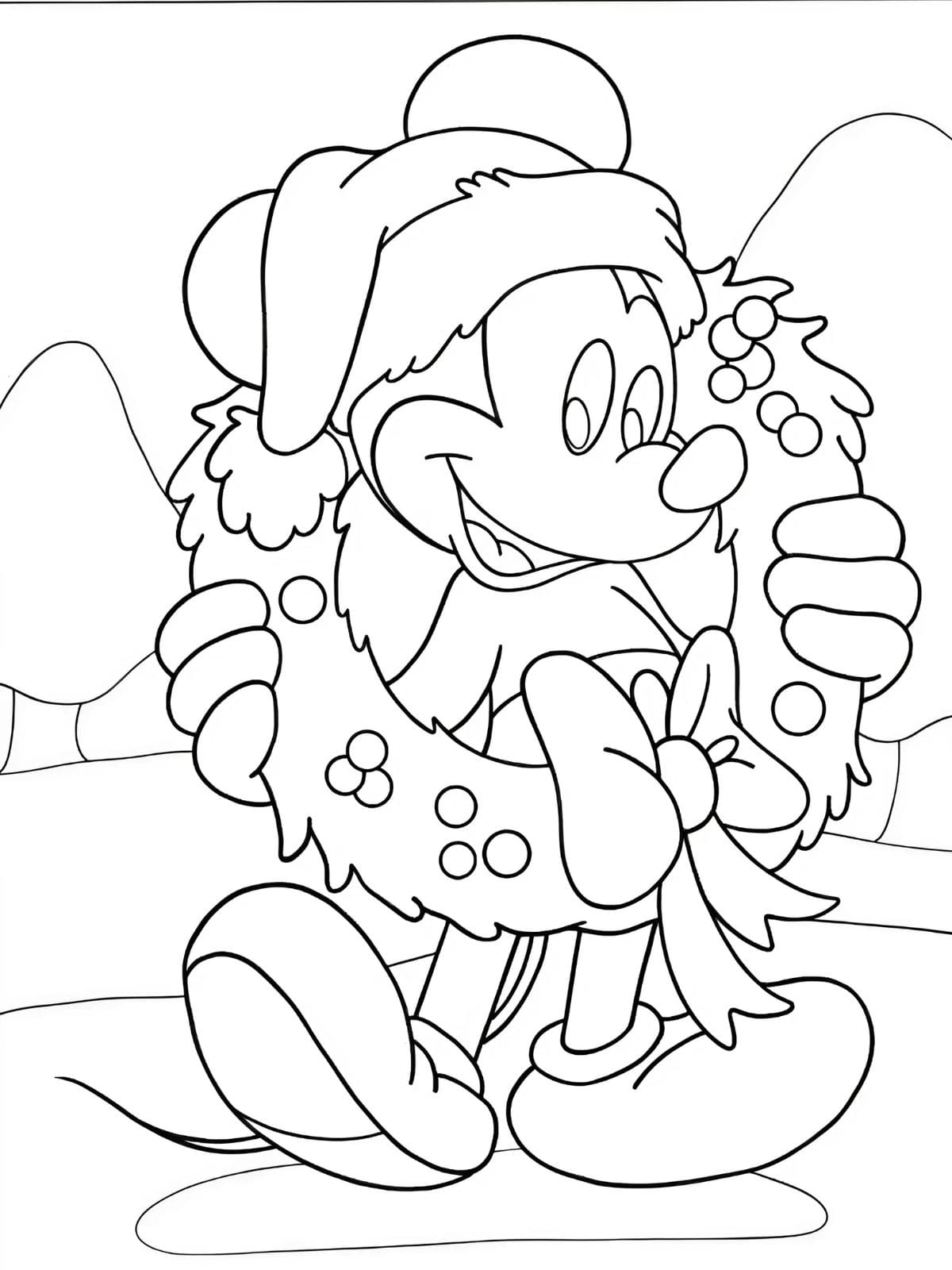 Christmas Mickey Mouse Coloring Sheets