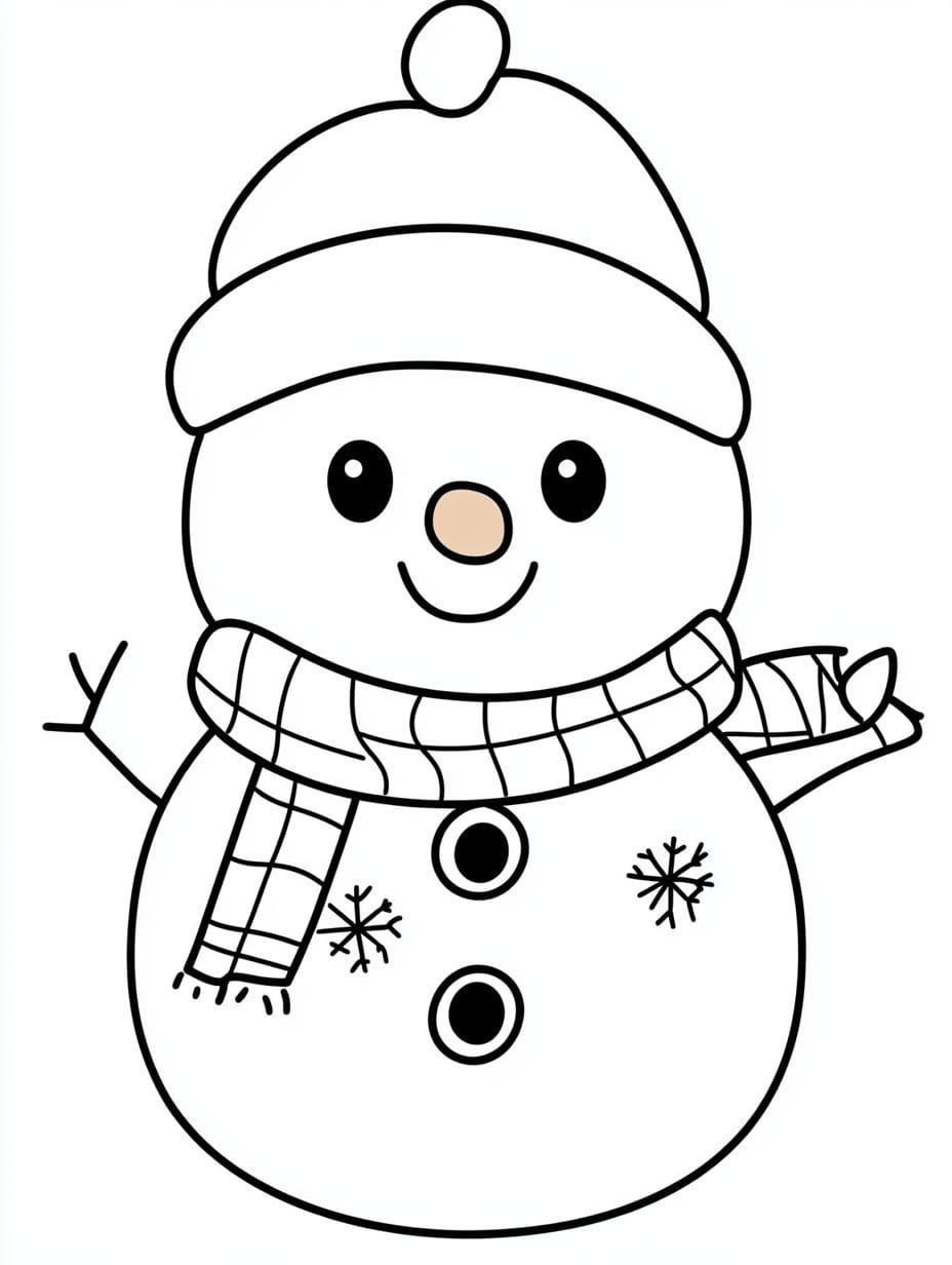 Christmas Snowman Coloring Pages For Toddlers Simple Outline