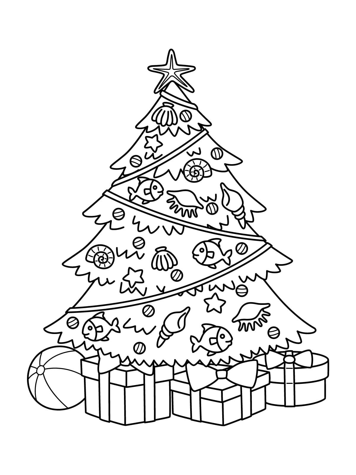 Christmas Tree In Living Room Coloring Page