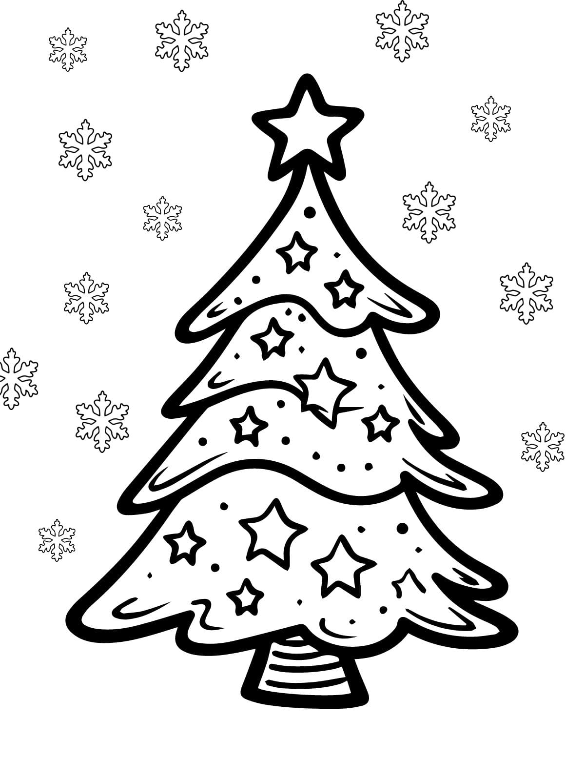 Christmas Tree In Snow Coloring Page