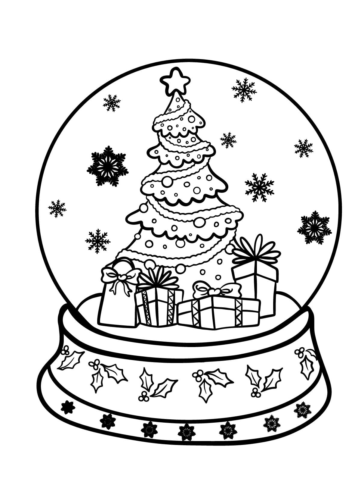 Christmas Tree With Ball Coloring Page