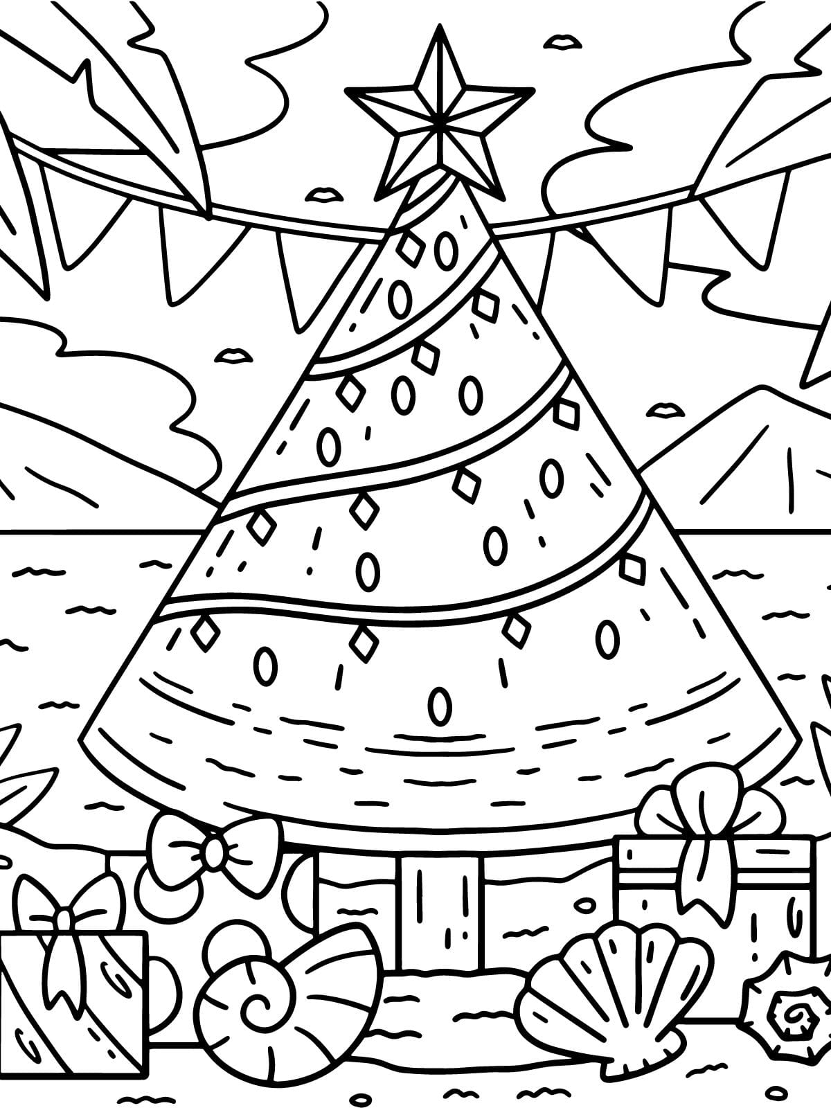 Christmas Tree With Lights Coloring Page