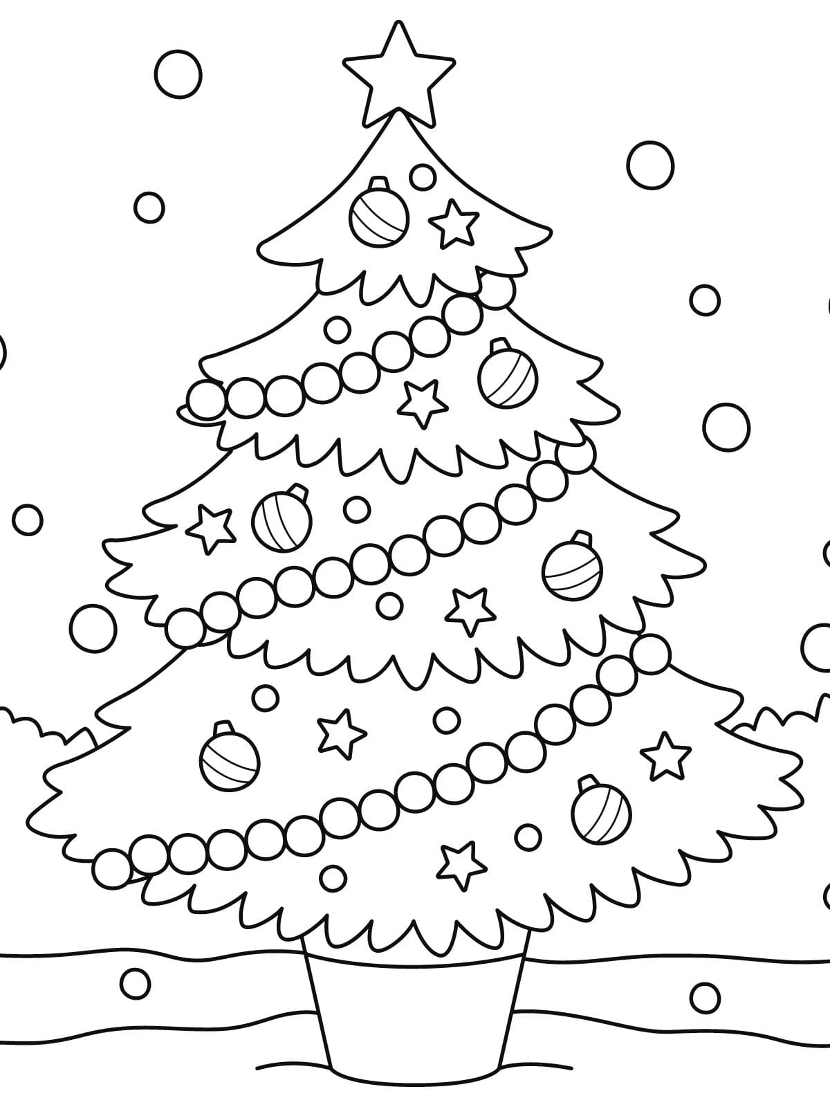 Christmas Tree With Ornaments Coloring Page