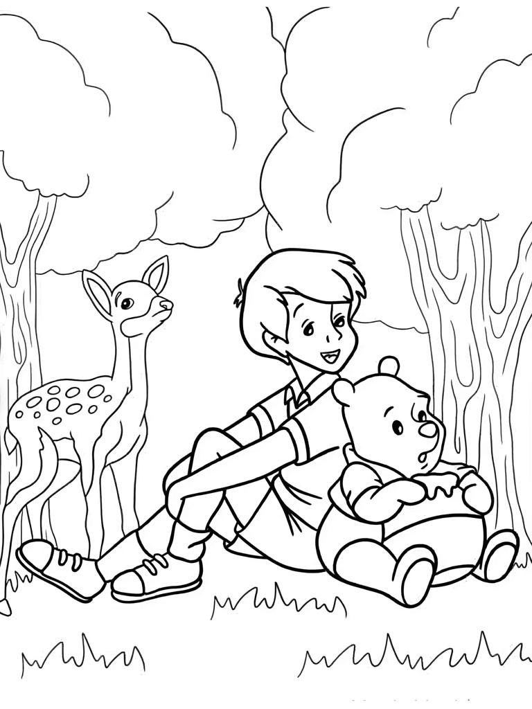 Christoper Robin And Pooh Coloring Page