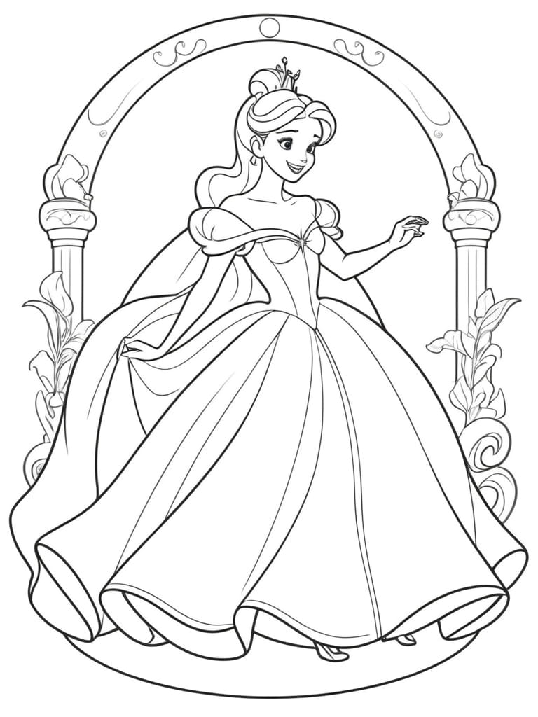 Cinderella Transforming Into Her Ballgown Coloring Pages