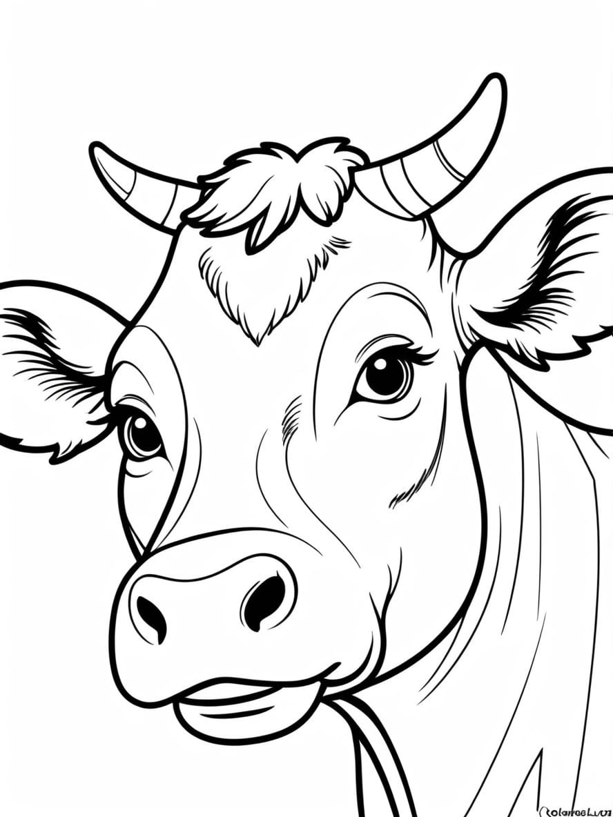 Close Up Of Jersey Cow Face Coloring Pages