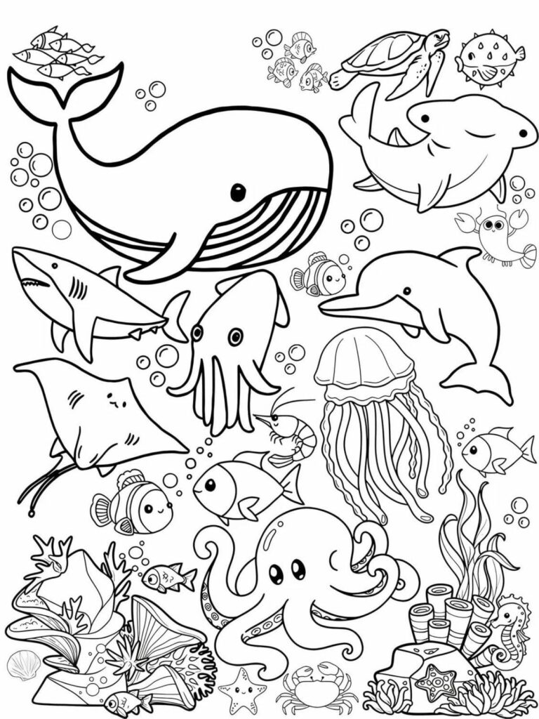 Top 20+ sea animals coloring pages for kids