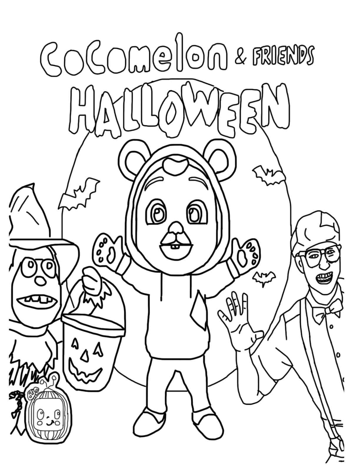 Cocomelon And Friend Halloween Coloring Pages