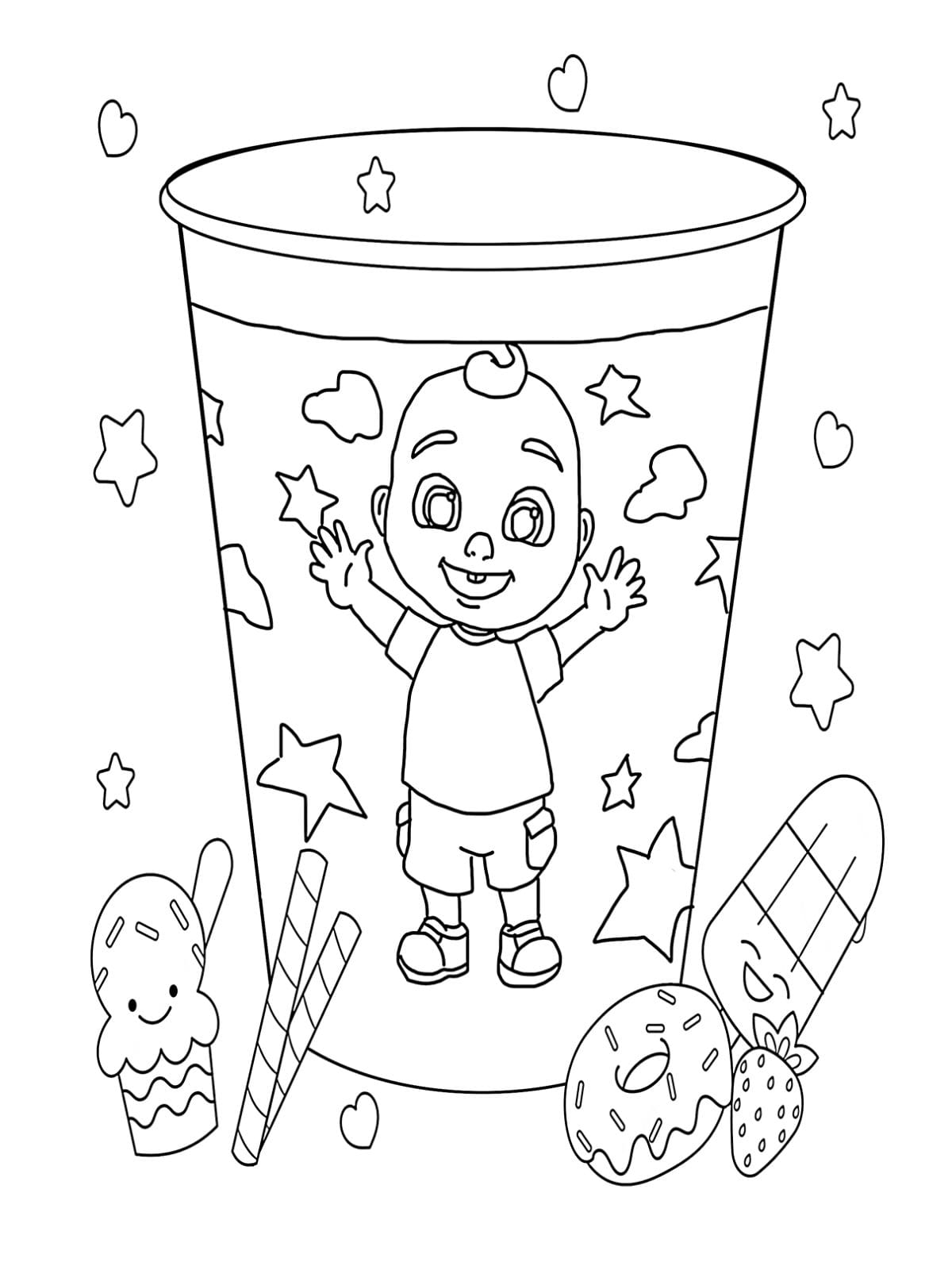 Cocomelon Cup Coloring Pages