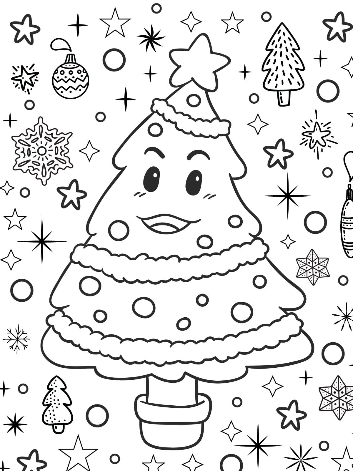 Colorful Christmas Tree Coloring Pages