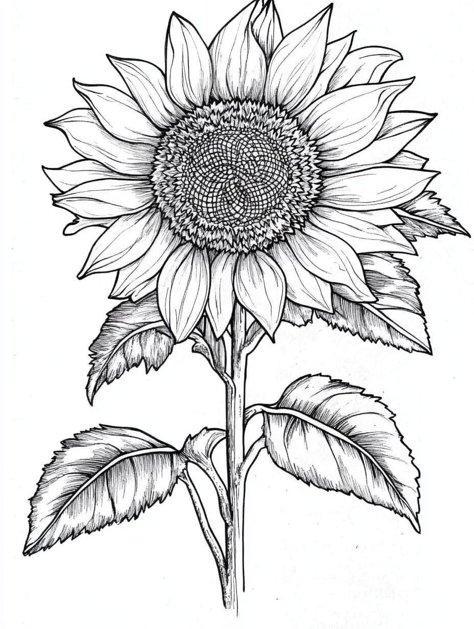 Colorful Sunflower Coloring Pages