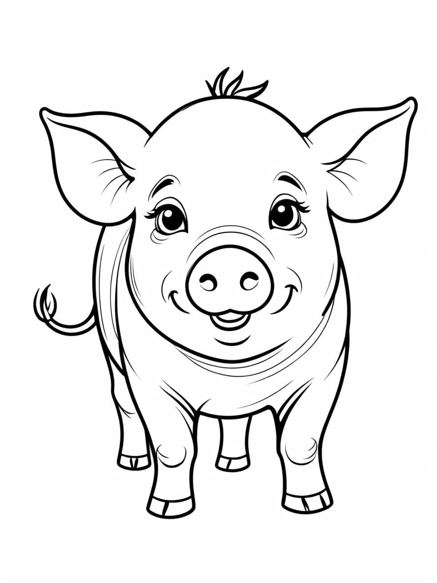 Coloring Page Of A Realisticlooking Pig Coloring