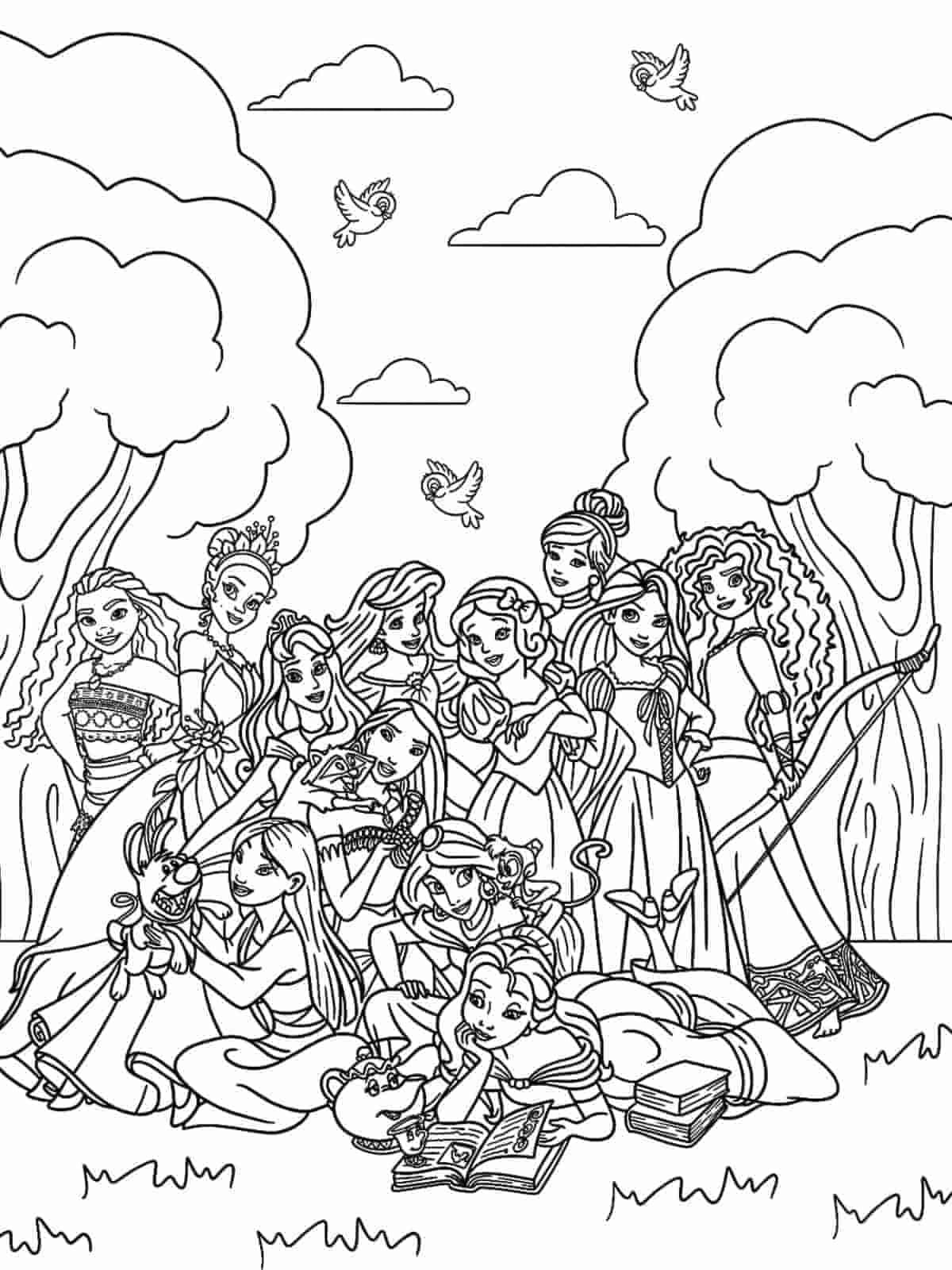 Coloring Page Of All Disney Princesses