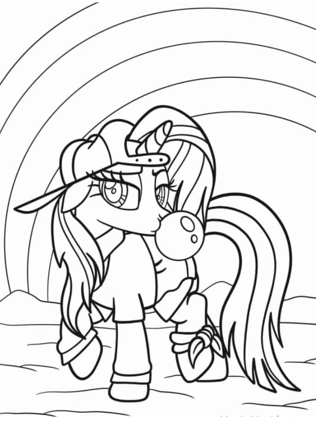 Coloring Page Of My Little Pony Rarity With Rainbow