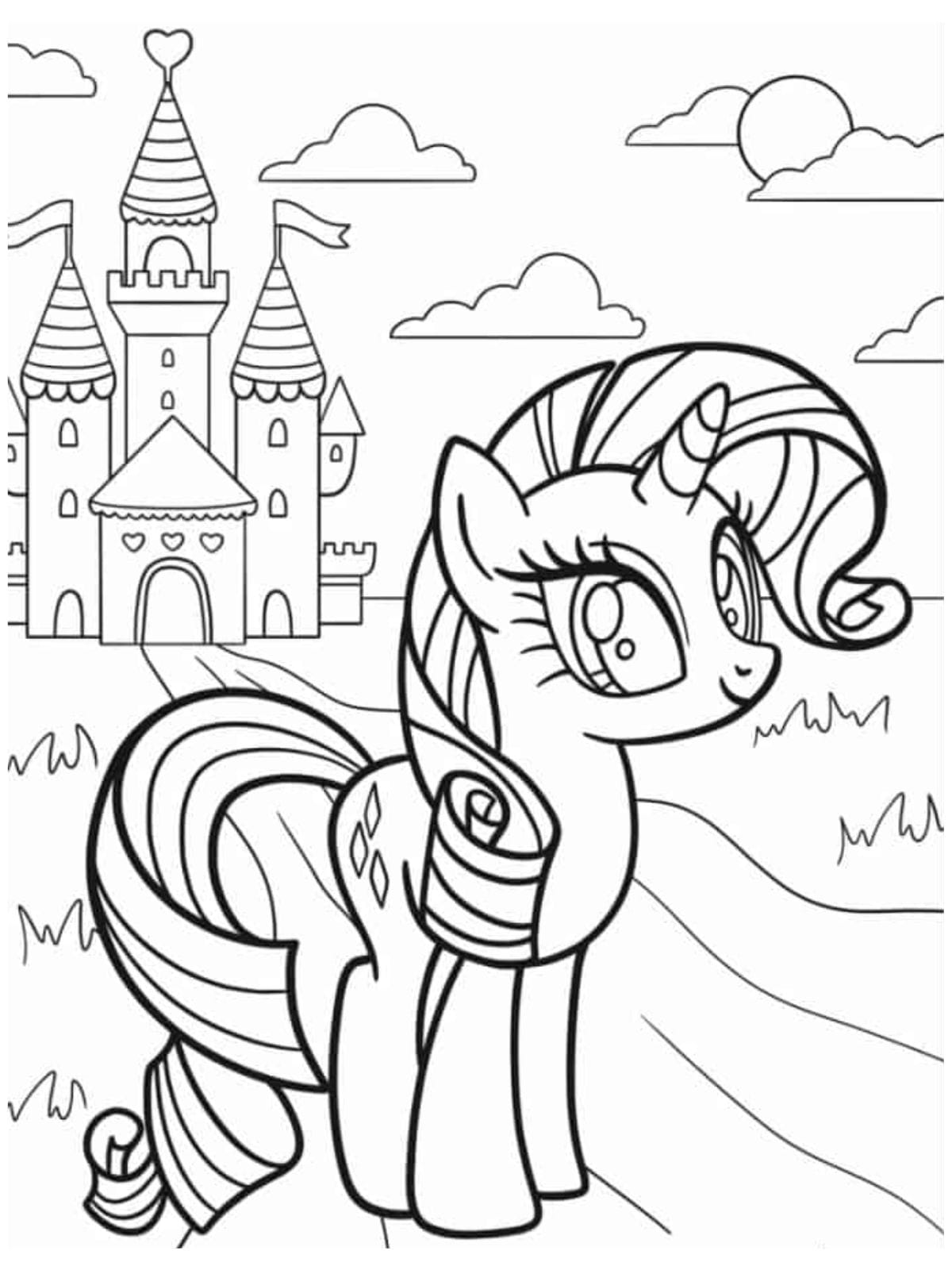 Coloring Page Of Princess Cadence In Front Of Castle