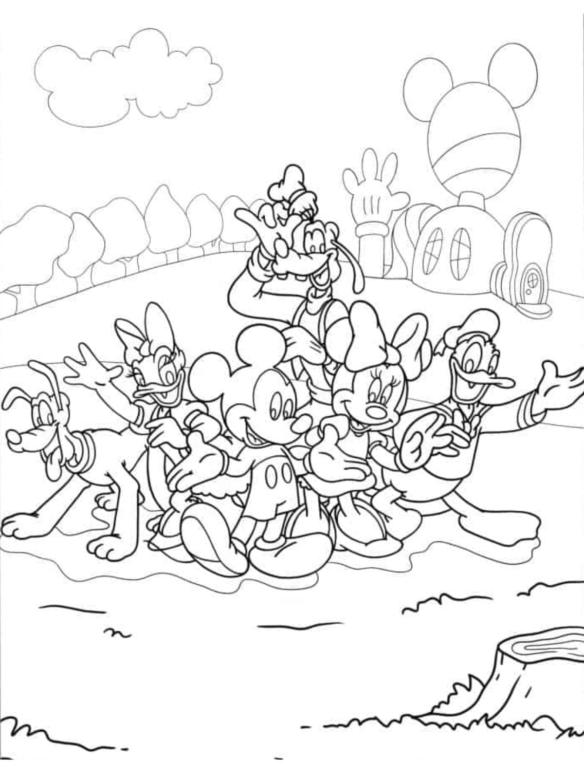 Coloring Sheet Of Mickey Mouse With Friends