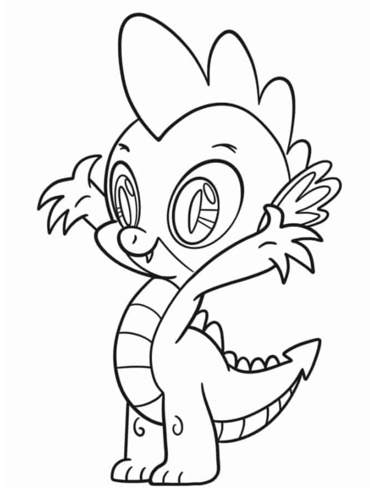 Coloring Sheet Of Spike The Dragon For Preschoolers