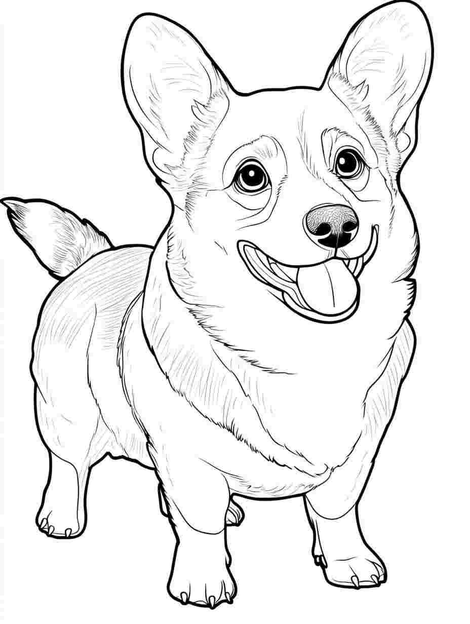 Corgi Dog Coloring Page For Kid