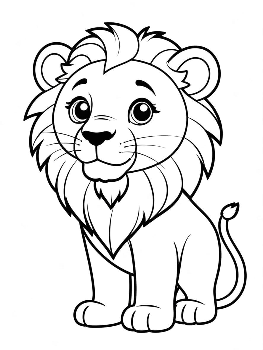 Cute Adorable Cartoon Lion Coloring Pages