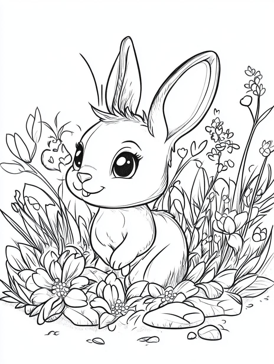 Cute Animals In Spring Coloring Pages