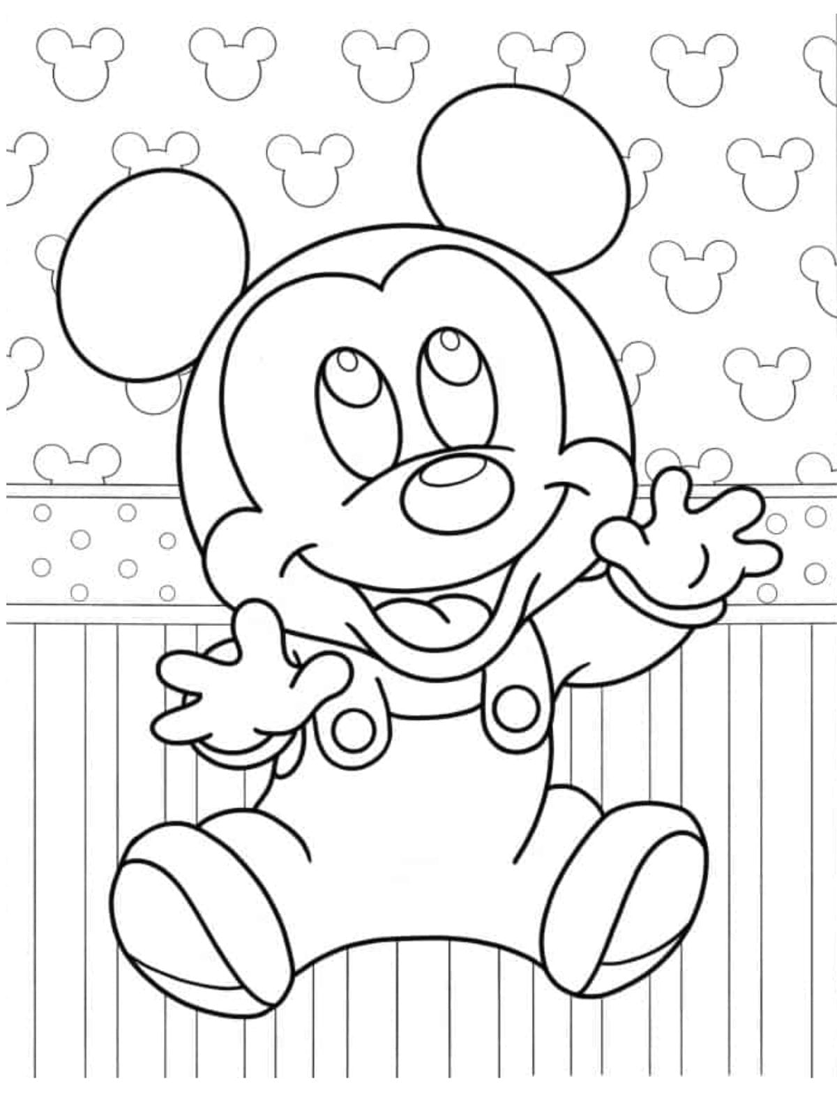 Cute Baby Mickey Mouse Coloring Sheet